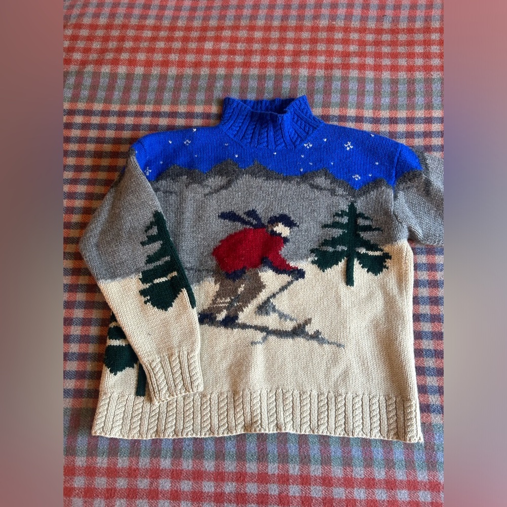 lauren ralph lauren hand knit wool ski sweater